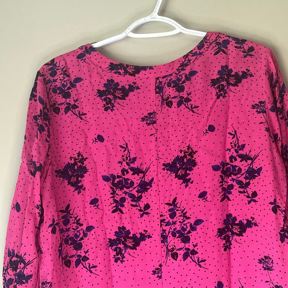 Sanctuary Pink / Blue 1/2 Sleeve Floral Blouse Size Large - Picture 6 of 12